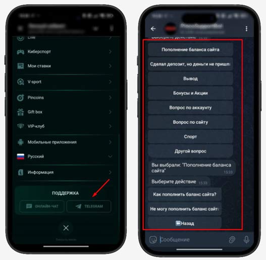 Telegram-бот казино Pinco